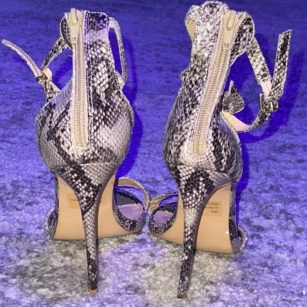 Charlotte Russe Snakeskin Double Buckle Ankle Strap Sandal Heels Size: 8